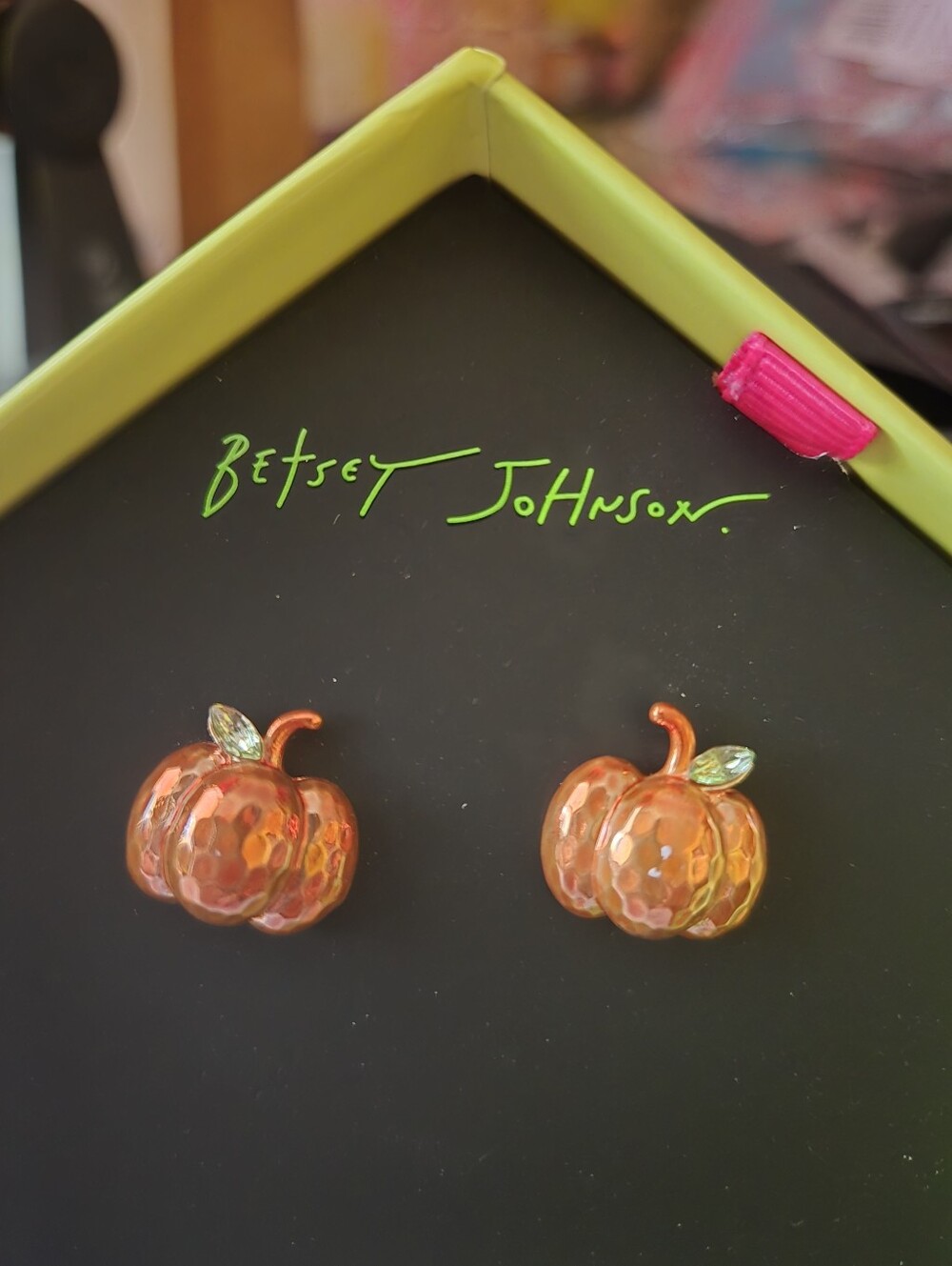Betsey Johnson Orange Pumpkin Earrings
